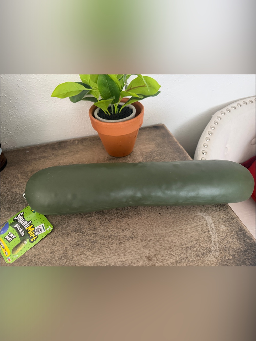 SlimSquish Giant Olive Green Pickle Squeezy